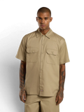Chemises Dickies Work Shirt Ss Rec Khaki, vue portée de face homme