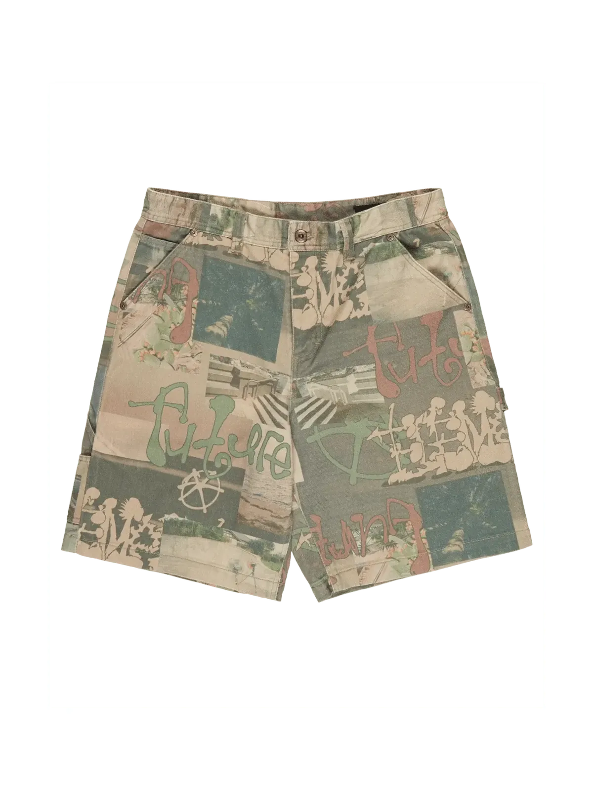 Shorts Element Big Carpenter Denim Wk Scenes Washed, vue de face a plat