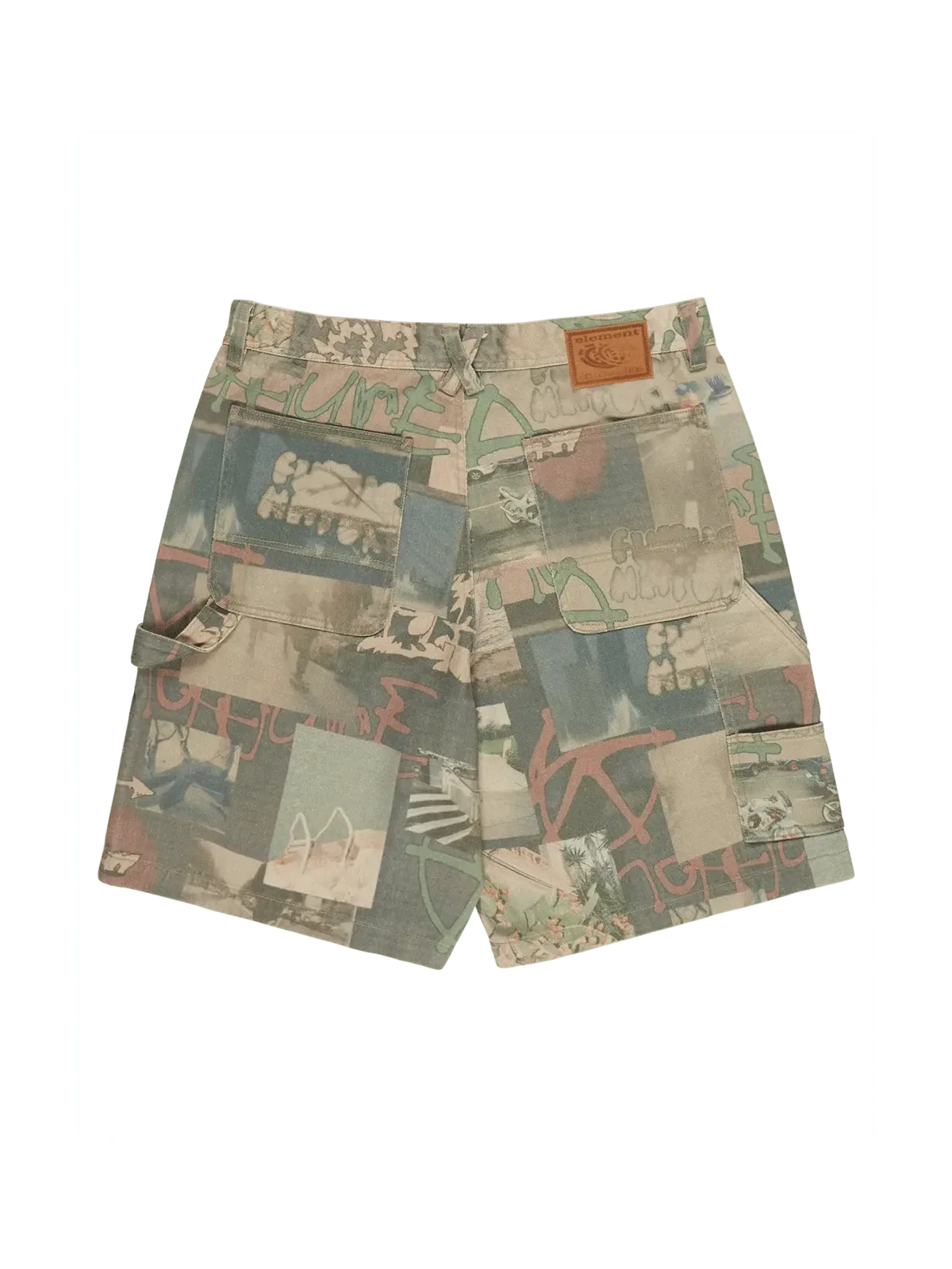 Shorts Element Big Carpenter Denim Wk Scenes Washed, vue face arrière a plat