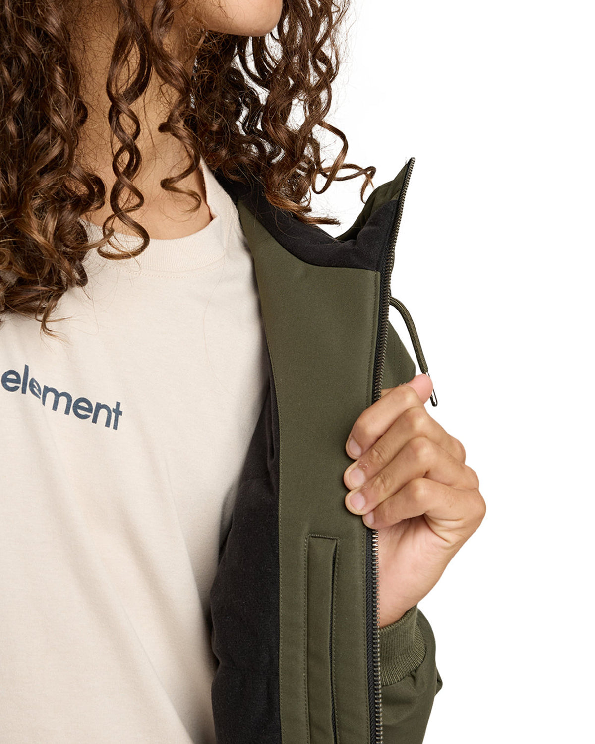 Vestes Element Dulcey (Csn0) Forest Night, Gros plan sur la fermeture éclair