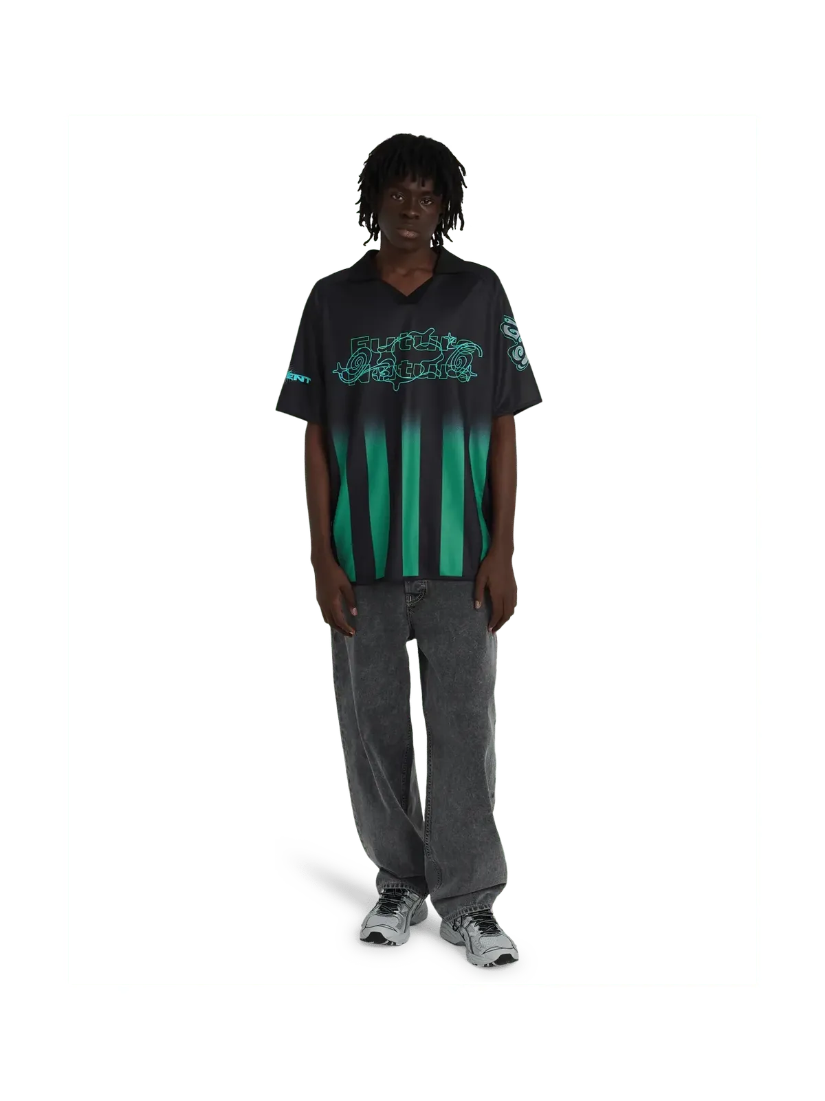 Polos Element Eaxe Soccer Ss Flint Black, vue portée en pied de face