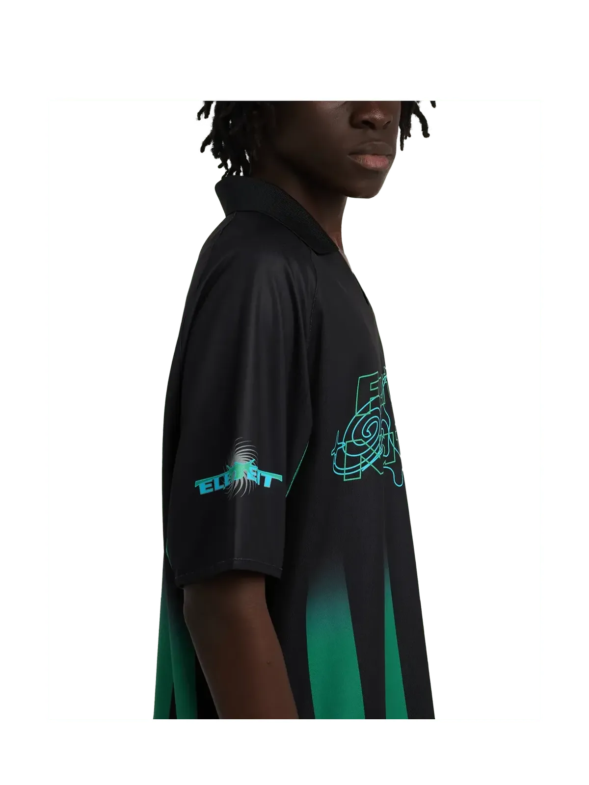 Polos Element Eaxe Soccer Ss Flint Black, vue détail portée coté