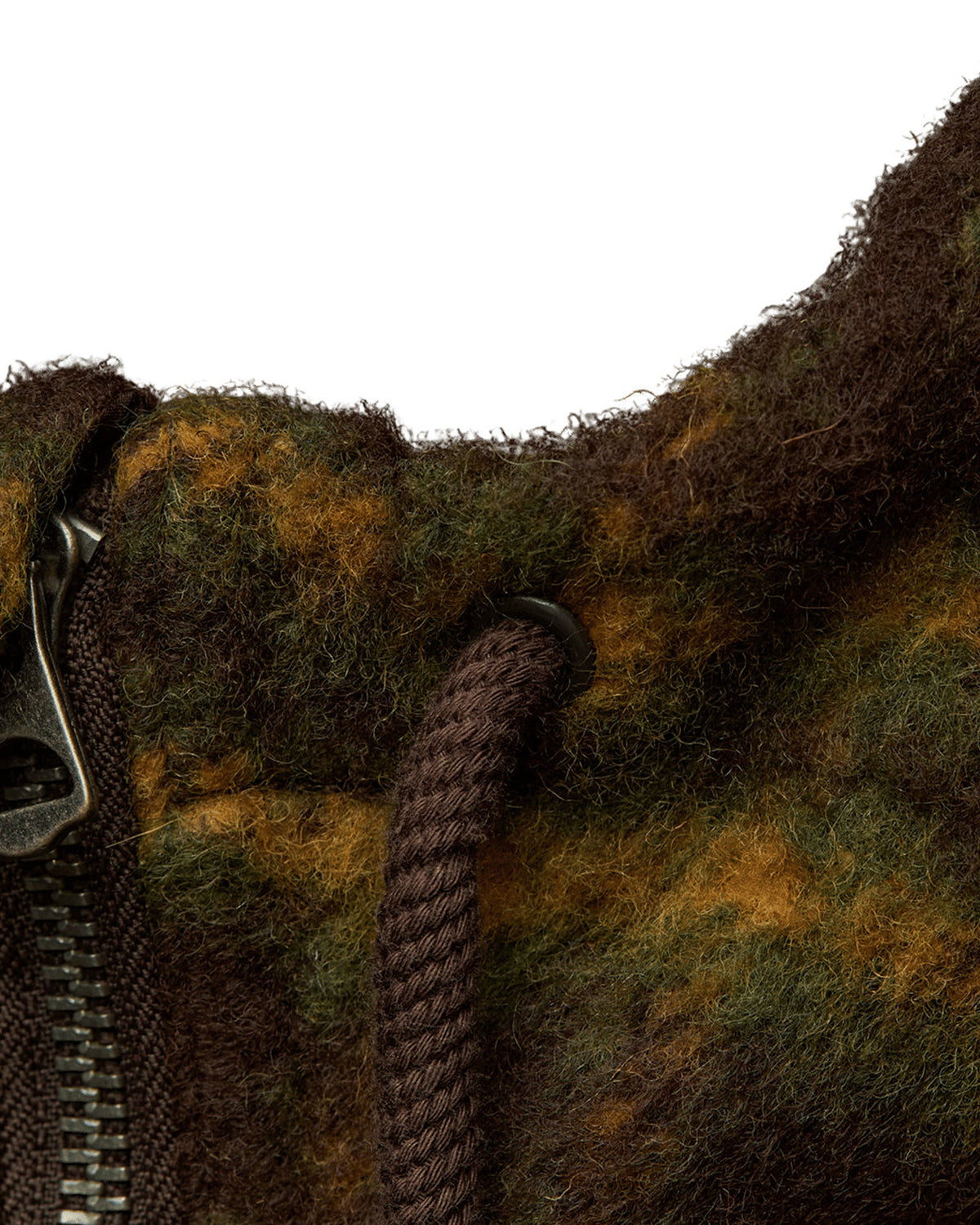Vestes Element Fuzzcksdulcey (Czg1) Brushed Plaid Mole, Gros plan sur le zip, l'œillet et le cordon de la capuche