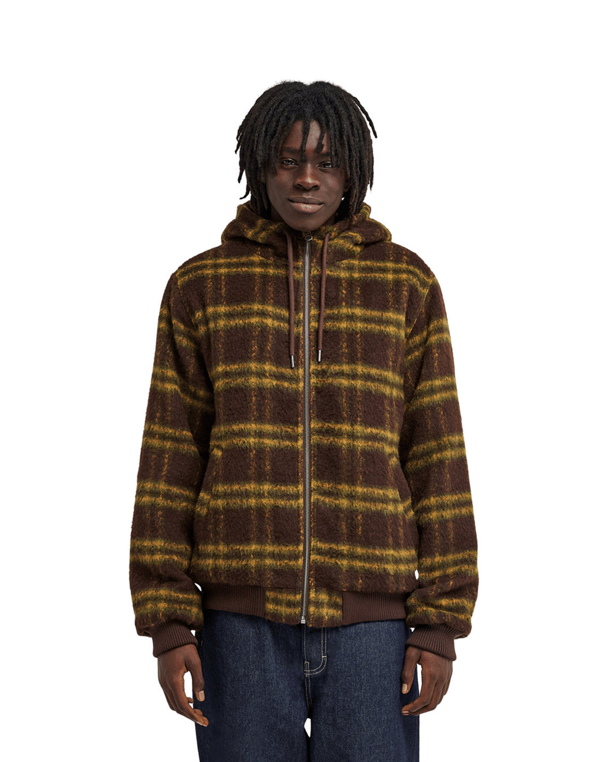 Vestes Element Fuzzcksdulcey (Czg1) Brushed Plaid Mole, vue porté de face