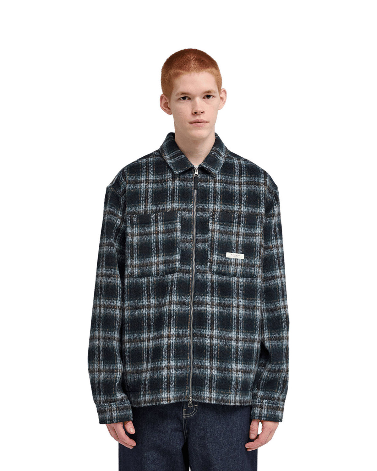 Vestes Element Fuzzckszipsht (Krd1) Brushed Plaid Dark Slate, vue porté de face