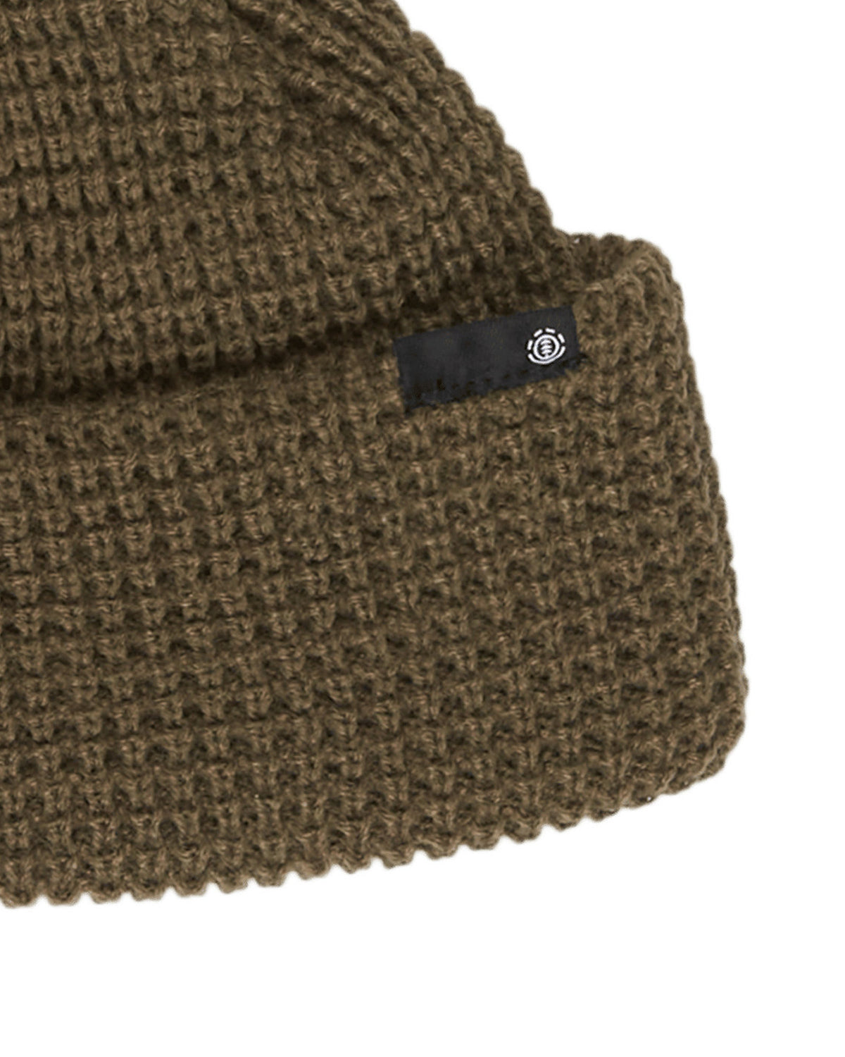 Bonnets Element Low Docker Waff (Gzh0) Kalamata, gros plan sur la maille gaufrette et l'étiquette noire tissée du logo Element