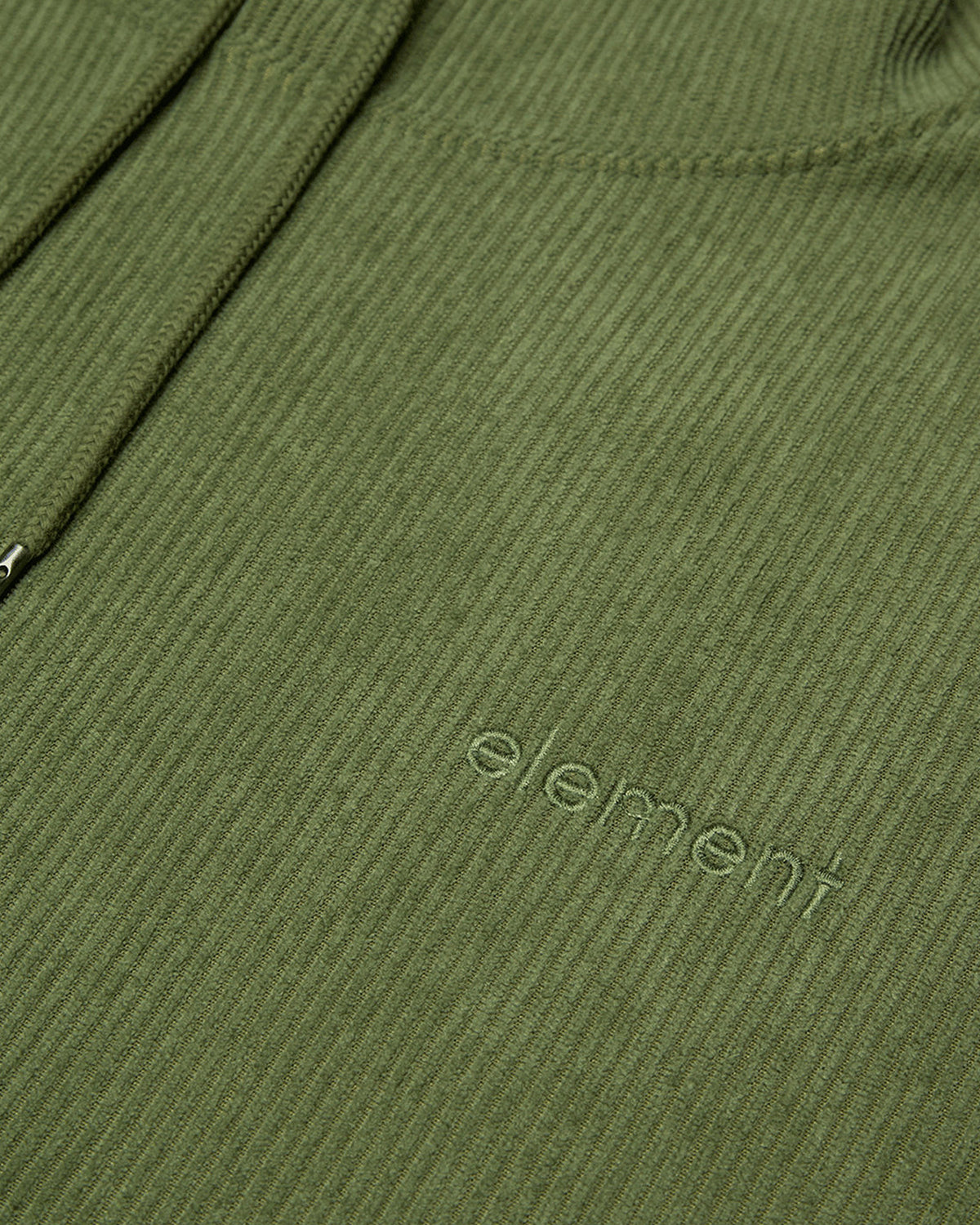 Sweatshirts Element Lowcase Corduro (Gqq0) Bronze Green, gros plan sur la broderie du logo et la texture en velours côtelé
