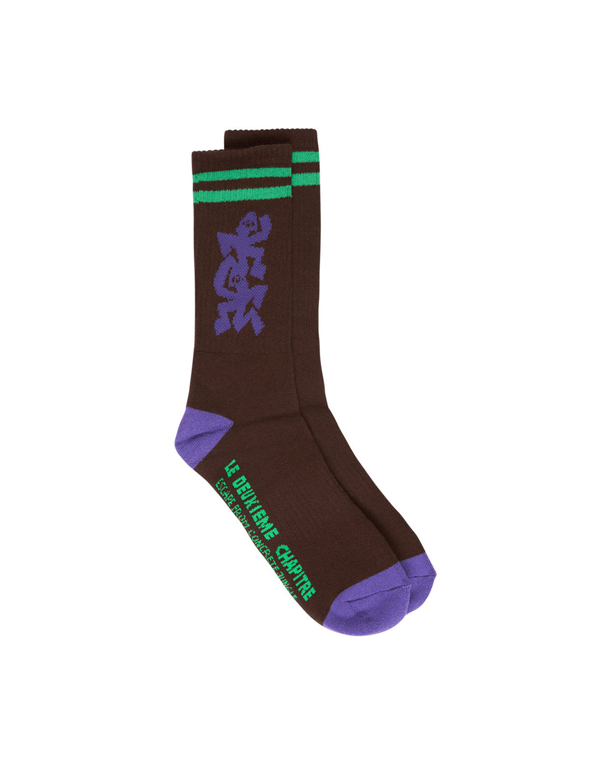 Chaussettes Element Mxe Socks 3Pack (Nms0) Multicolor, vue des bandes vertes, pointe et talon violets, et inscriptions imprimées sous le pied.