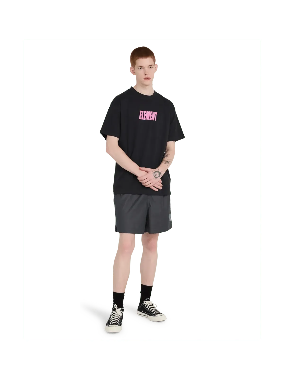 Teeshirts Element Pool Draining Ss Off Black, vue portée en pied de face