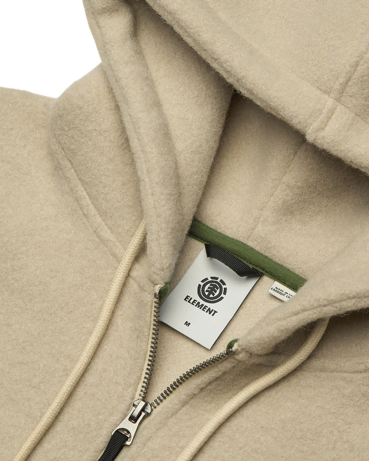 Vestes Element Sefton Zh (Tegh) Oatmeal Heather, Gros plan sur le zip et le cordon de serrage