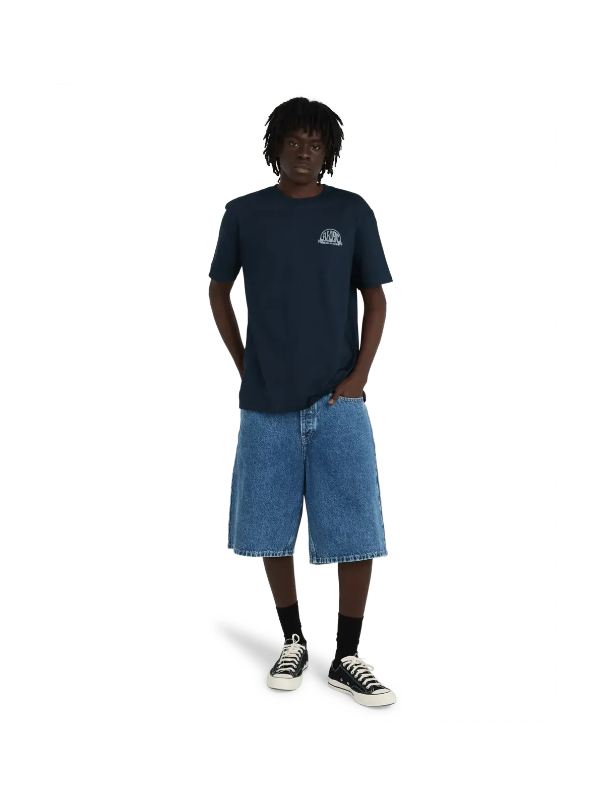 Teeshirts Element Spinner Ss Eclipse Navy, vue de face portée en pied