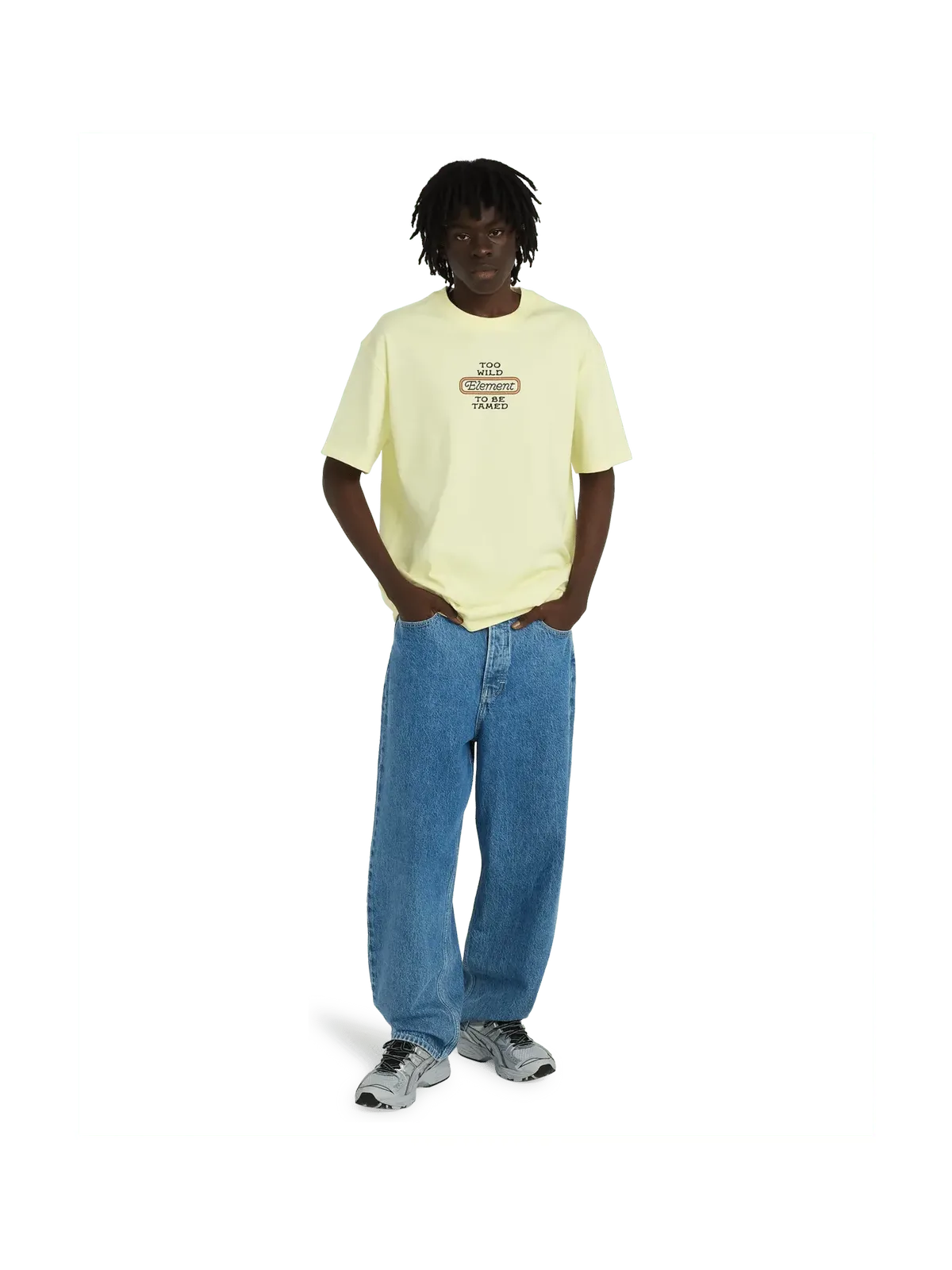 Teeshirts Element Too Wild Ss Wax Yellow, vue portée en pied de face