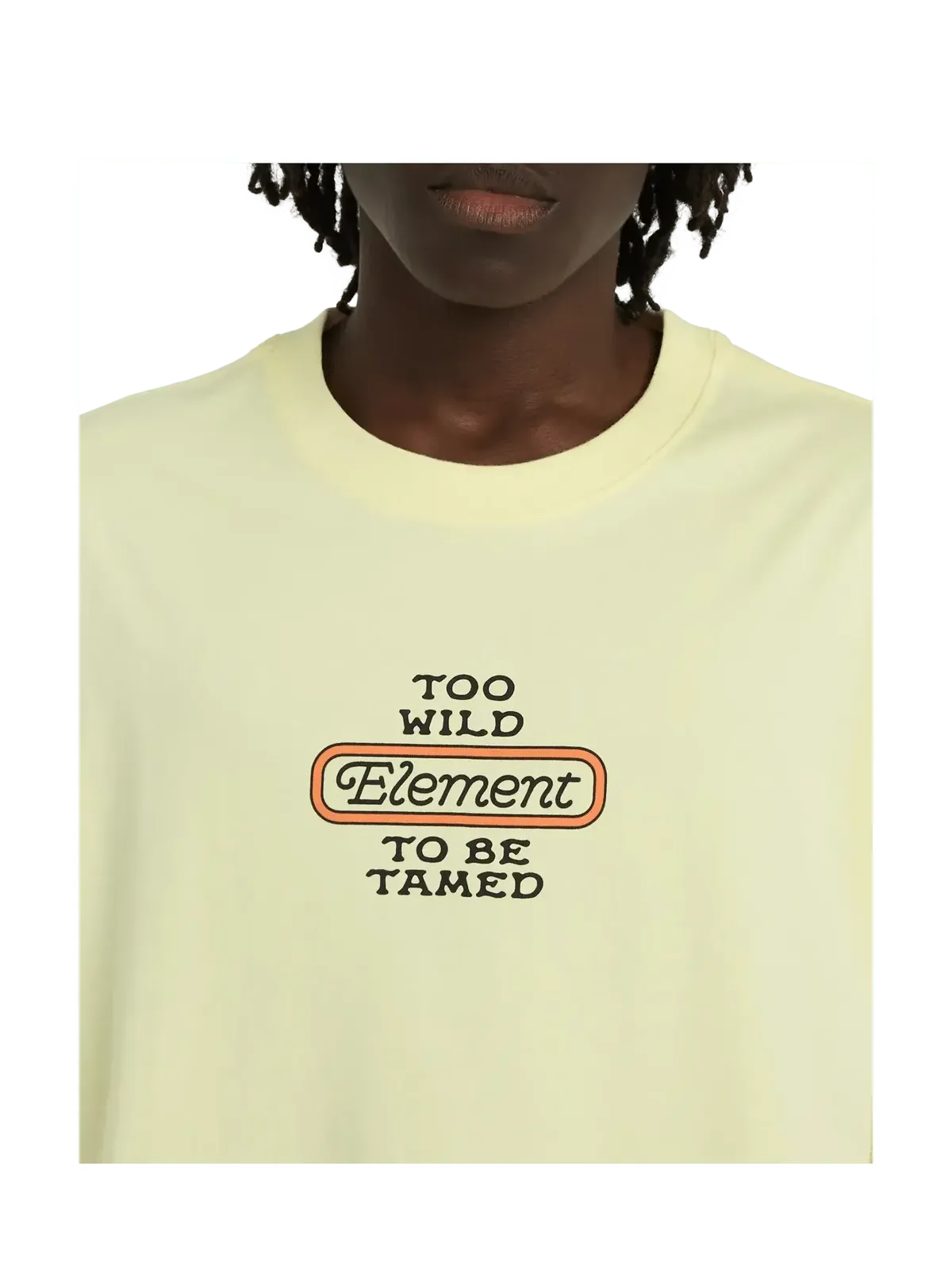 Teeshirts Element Too Wild Ss Wax Yellow, vue portée détail de face