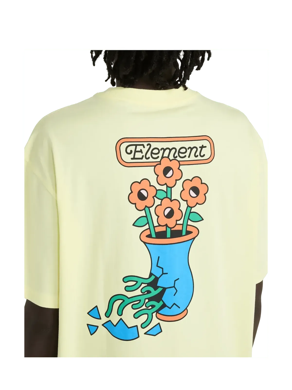 Teeshirts Element Too Wild Ss Wax Yellow, vue détail portée de dos