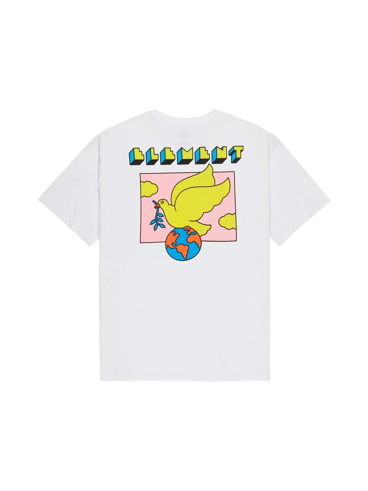 Teeshirts Element World Peace Ss Optic White, vue de dos a plat
