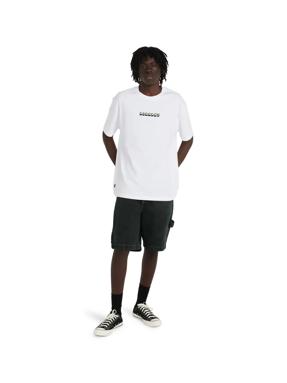 Teeshirts Element World Peace Ss Optic White, vue de face portée en pied