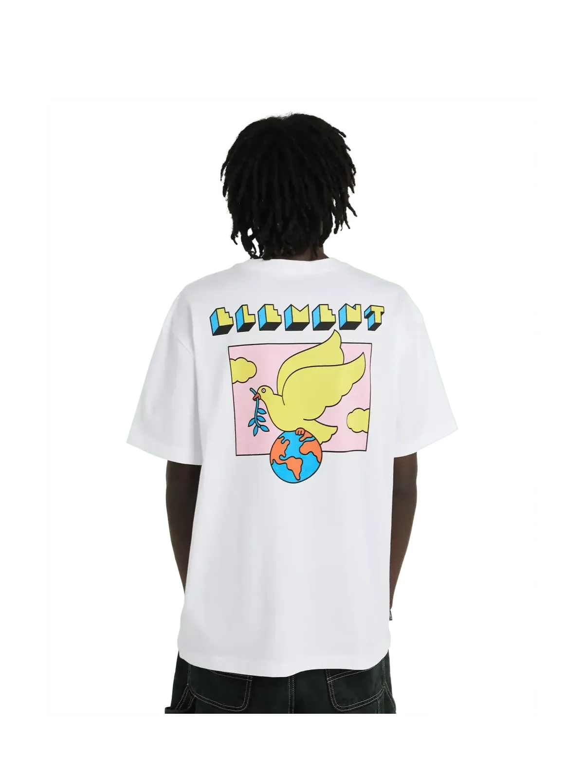 Teeshirts Element World Peace Ss Optic White, vue portée de dos