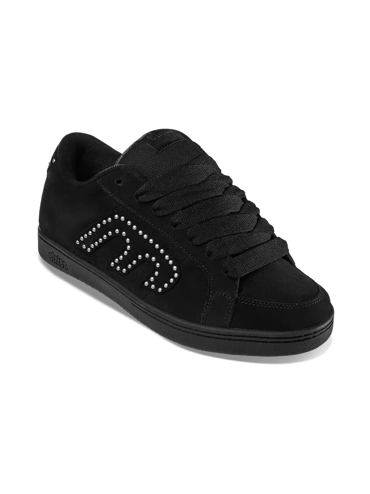 Chaussures de skateboard Etnies Kingpin Black Black Silver, vue de 3/4
