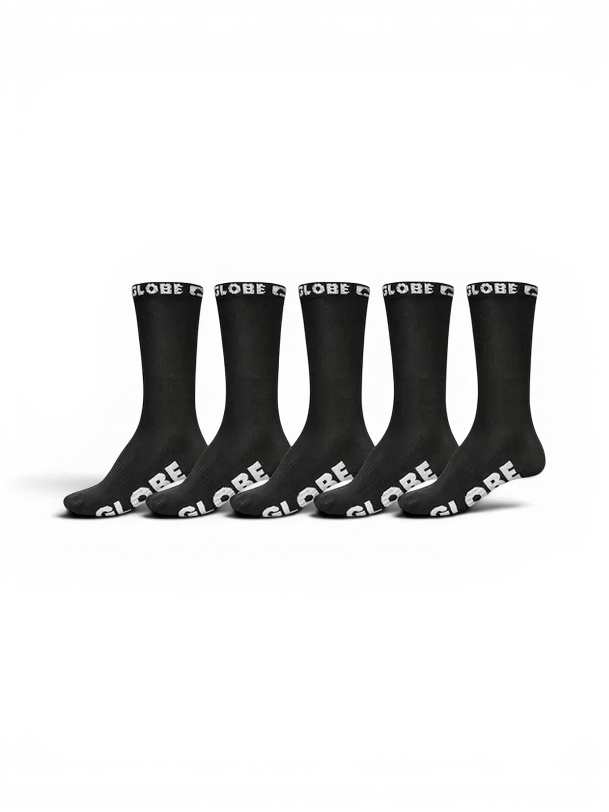 Chaussettes Globe Blackout Hi Crew Sock 5 Pack Black/Black, vue du pack