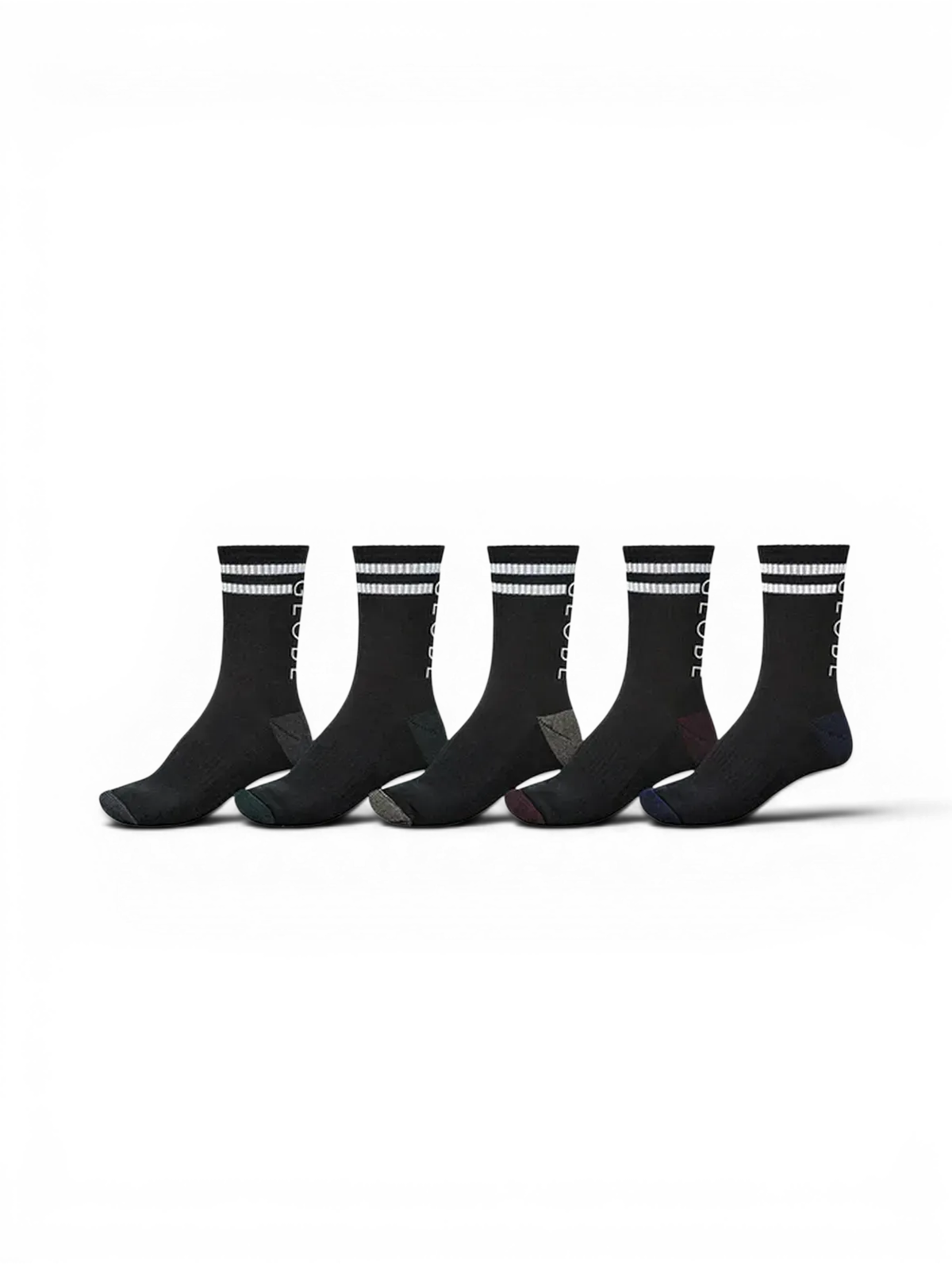 Chaussettes Globe Carter Crew Sock 5 Pack Black/Assorted, vue du pack