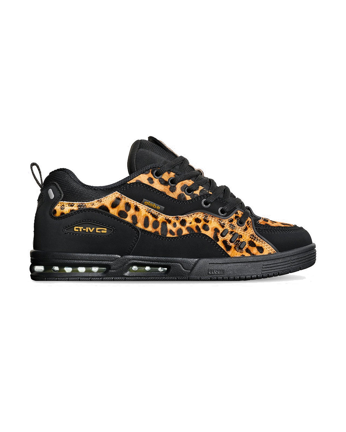 Chaussures de skateboard Globe Ct-4 Leopard, vue de profil