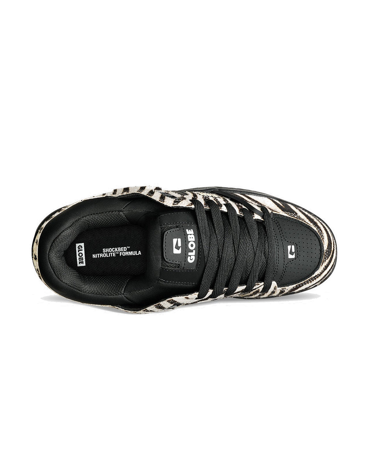 Chaussures de skateboard Globe Fusion Zebra, vue du dessus