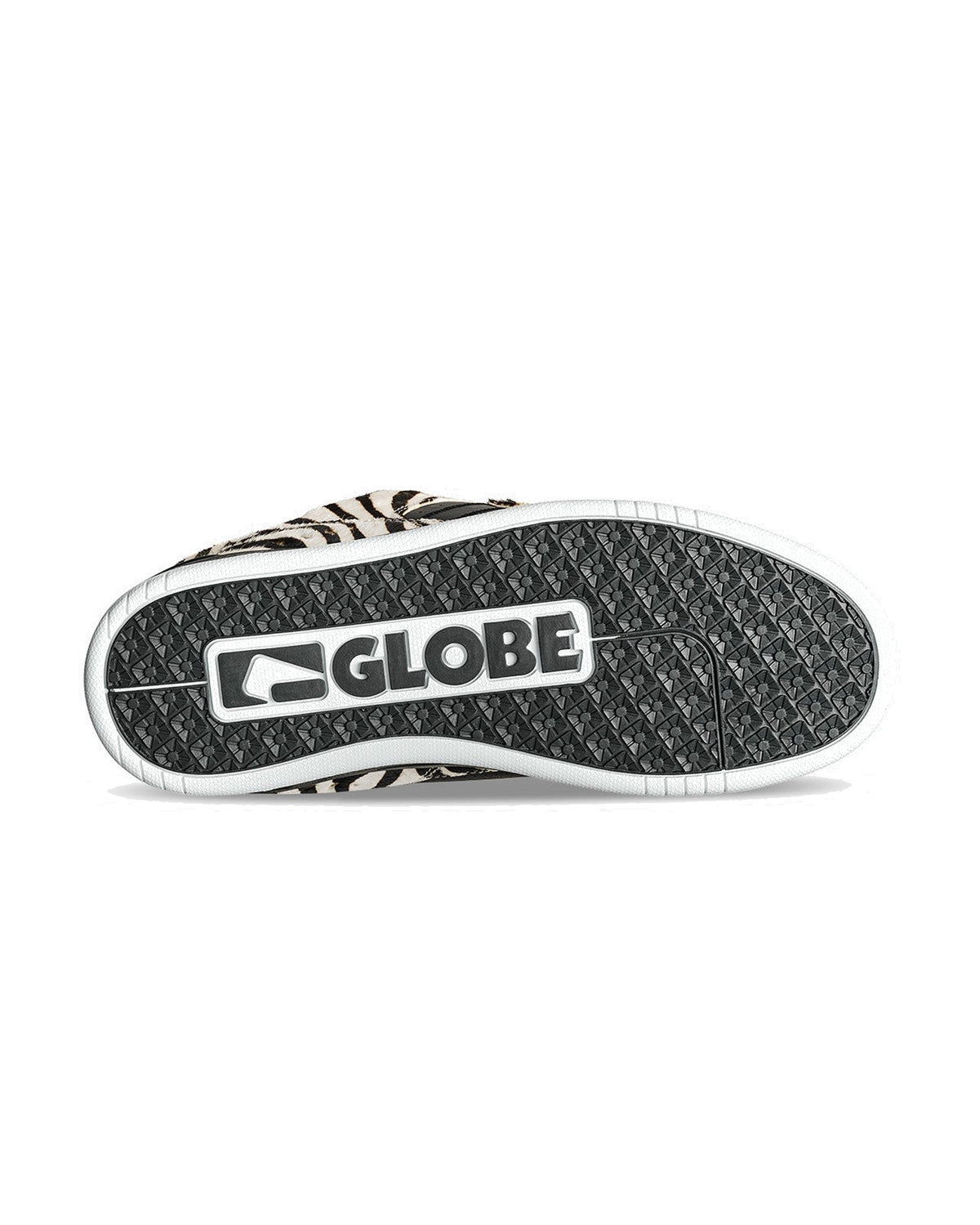 Chaussures de skateboard Globe Fusion Zebra, vue du dessous de la semelle exterieur
