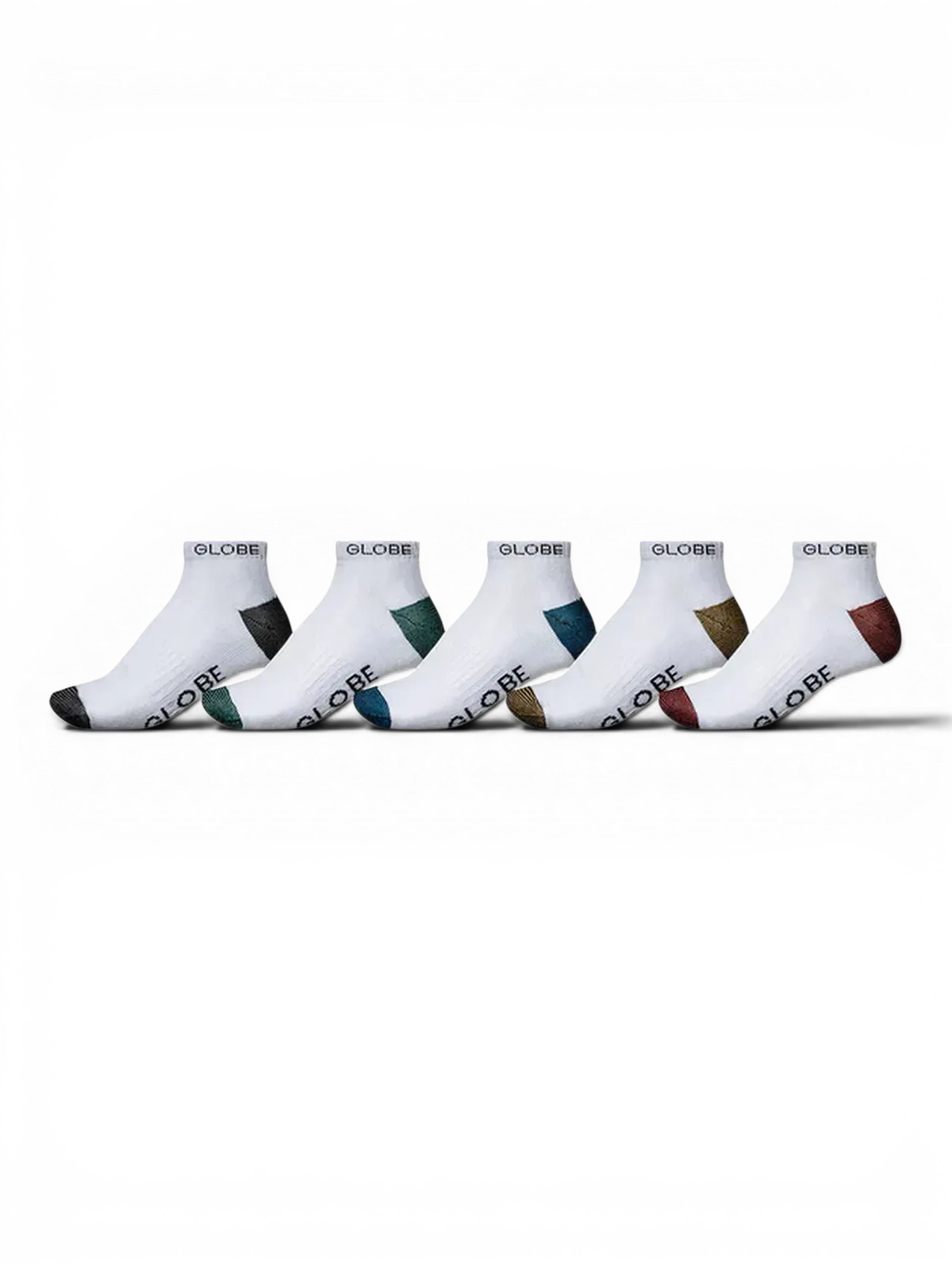 Chaussettes Globe Ingles Ankle Sock 5 Pack White/Assorted, vue du pack