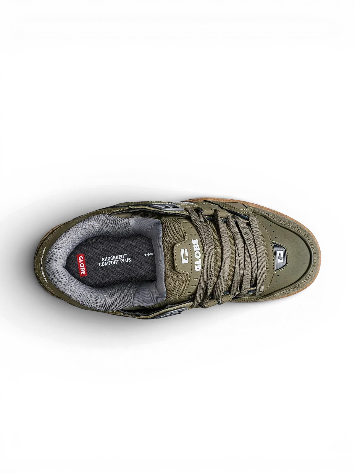 Chaussures de skateboard Globe Sabre Moss/Gum, vue de dessus