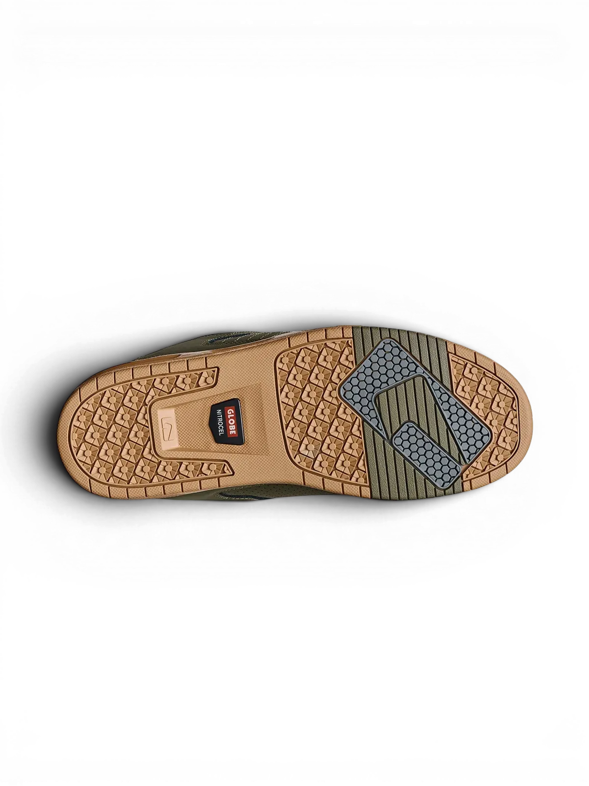 Chaussures de skateboard Globe Sabre Moss/Gum, vue de dessous