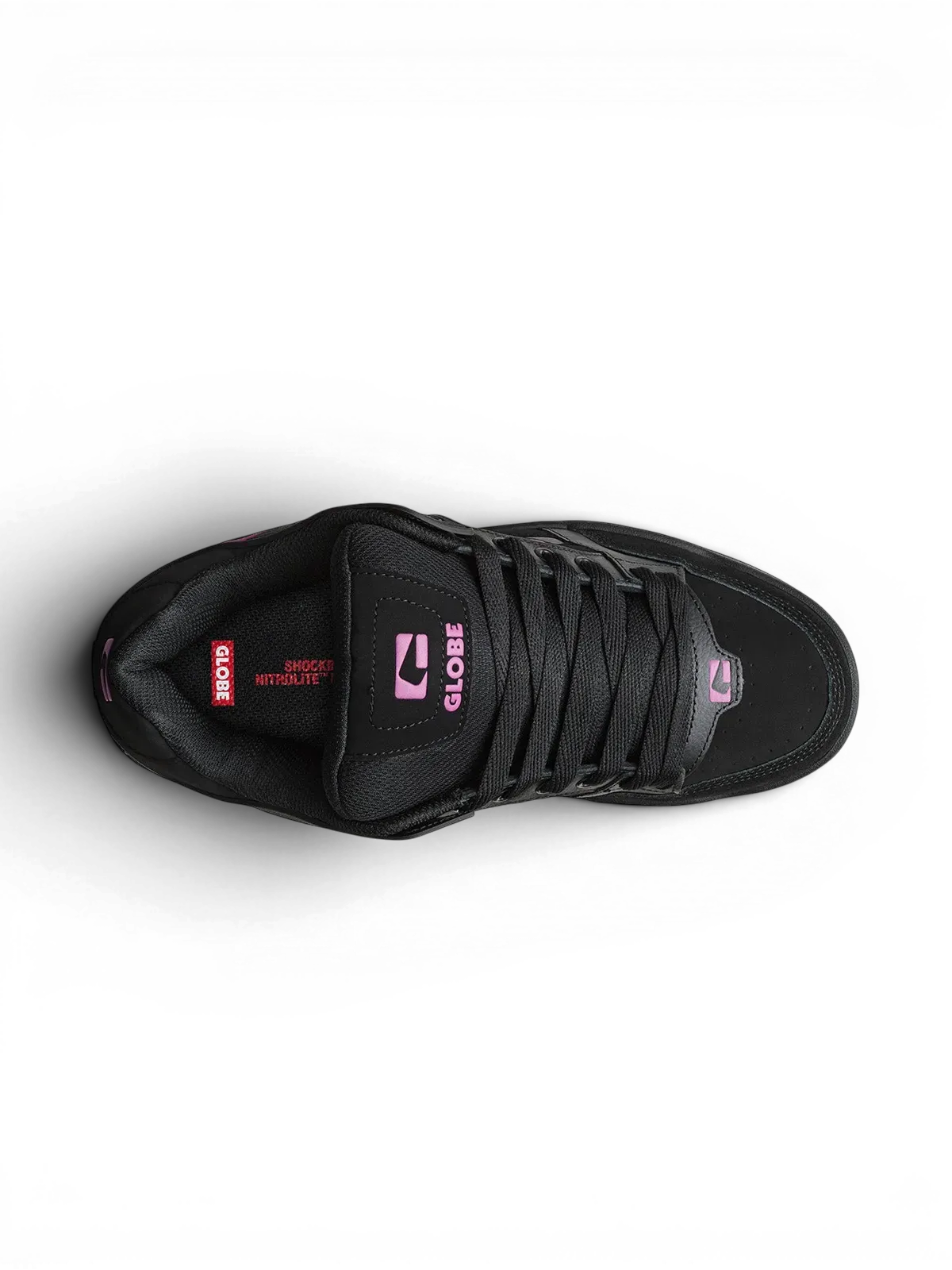 Chaussures de skateboard Globe Tilt Black/Black/Pink, vue de dessus