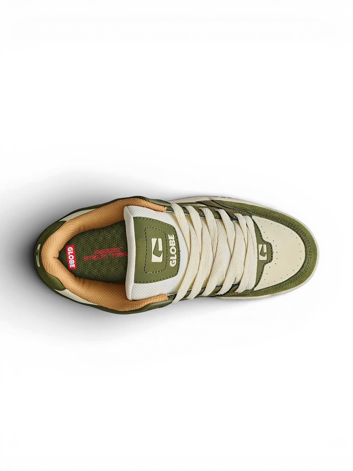 Chaussures de skateboard Globe Tilt Green/Antique, vue de dessus