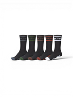 Globe Tilt Hi Crew Sock 5 Pack Black/Assorted - Chaussettes