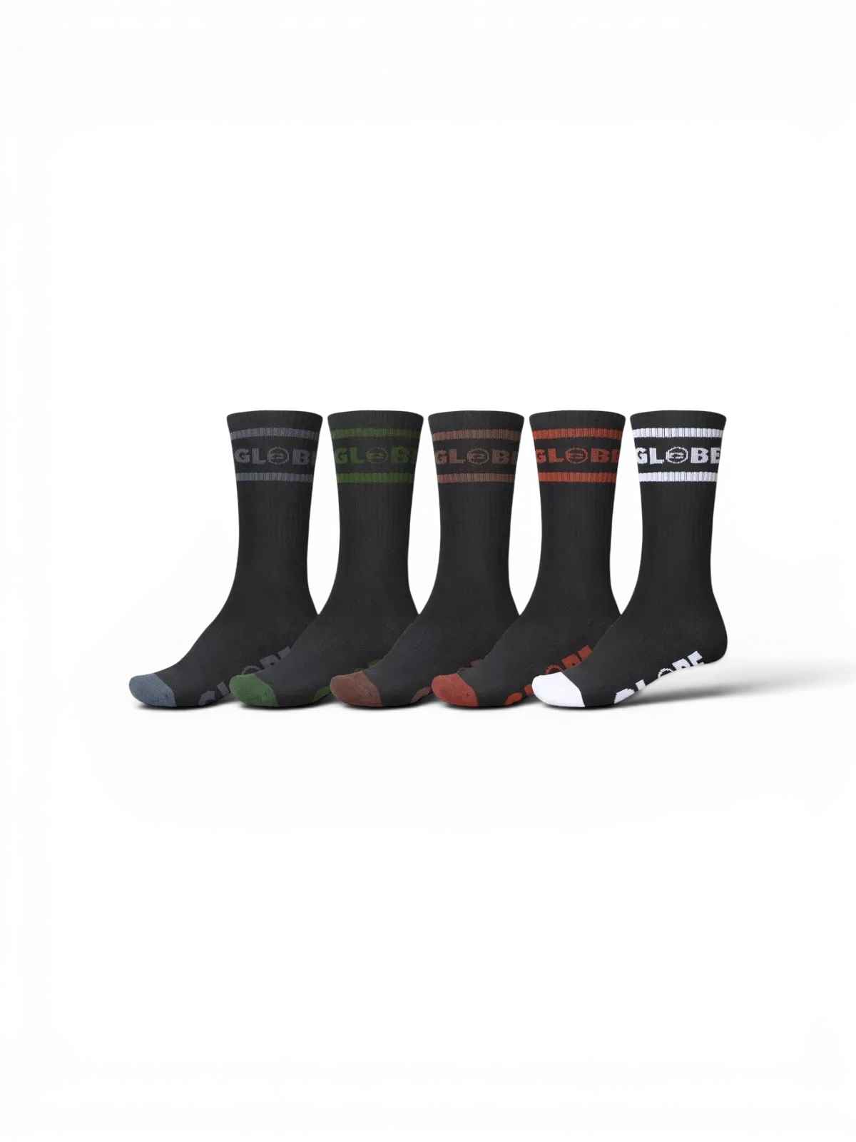 Chaussettes Globe Tilt Hi Crew Sock 5 Pack Black/Assorted, vue du pack