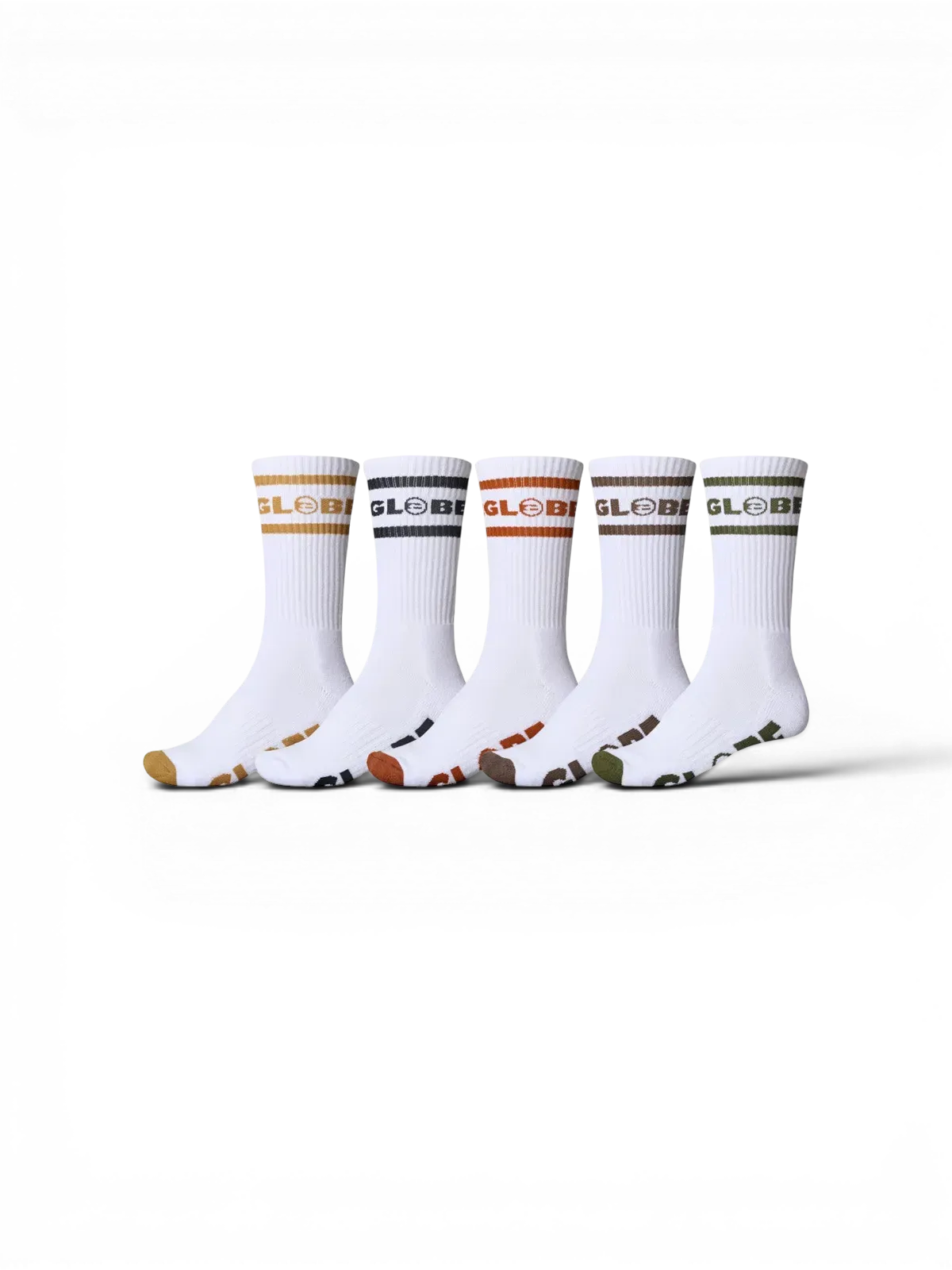 Chaussettes Globe Whiteout Hi Crew Sock 5 Pack White, vue du pack
