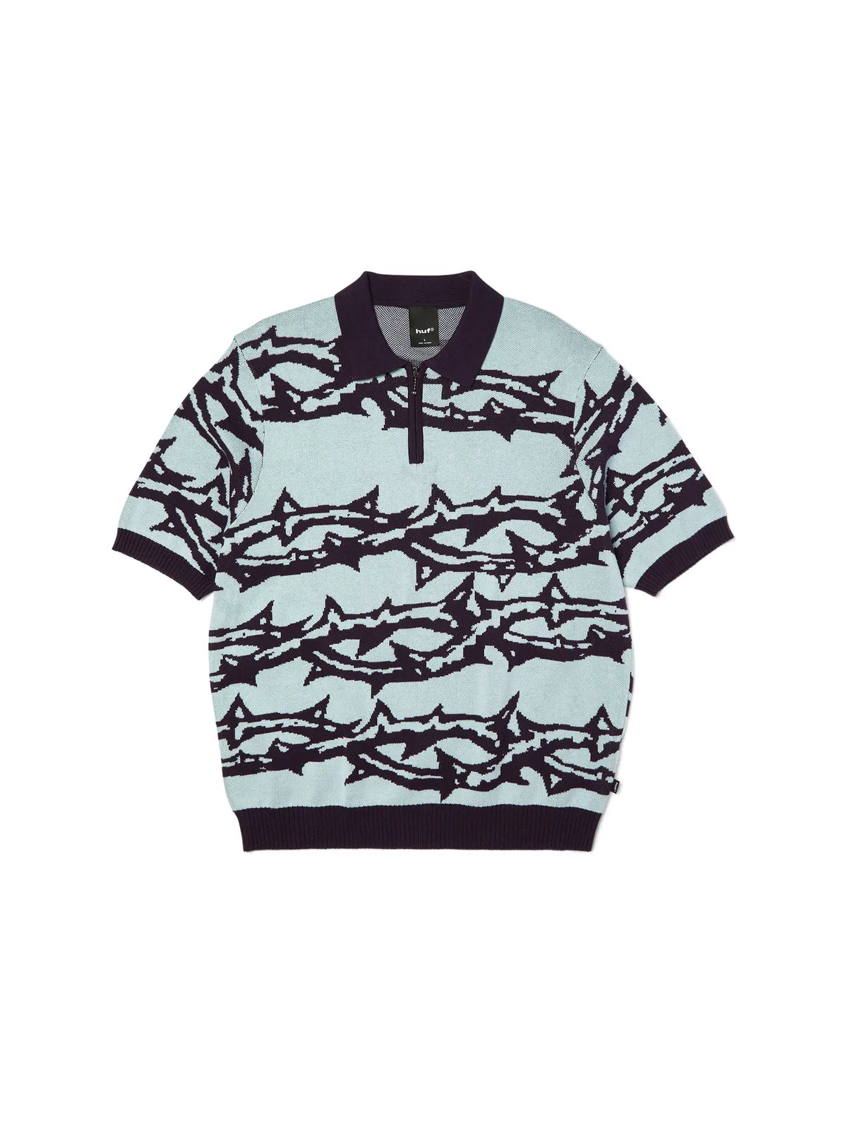 Polos Huf Polo Fantasies Knit Ss Top Light Blue, vue à plat