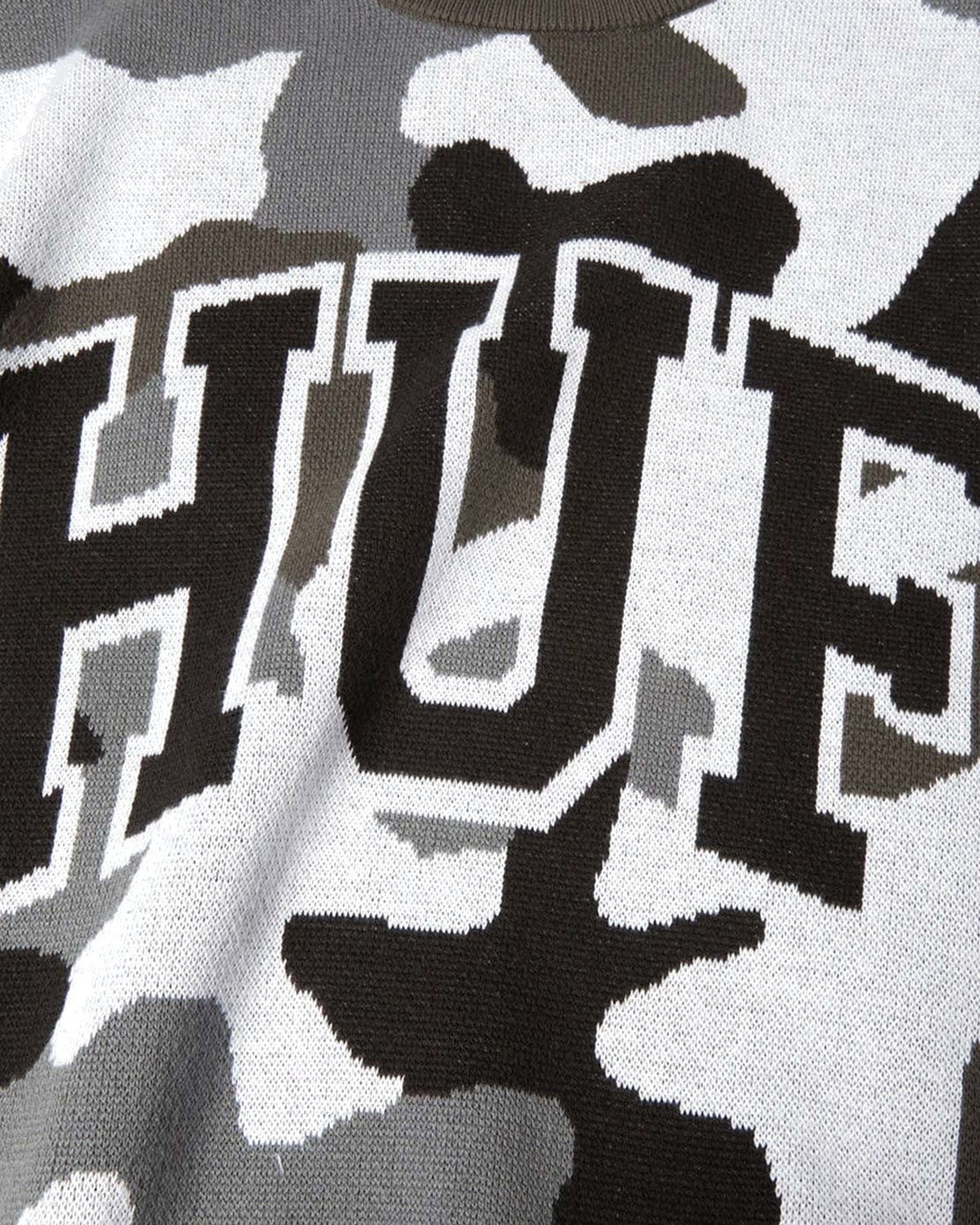 Pulls Huf Huf Pull Arch Jacquard Camo Crewneck Camo Camo, vue de face détail logo