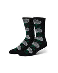 Chaussettes Huf Huf Socks Fuck It Rose Crew Black Black, vue de face de ¾