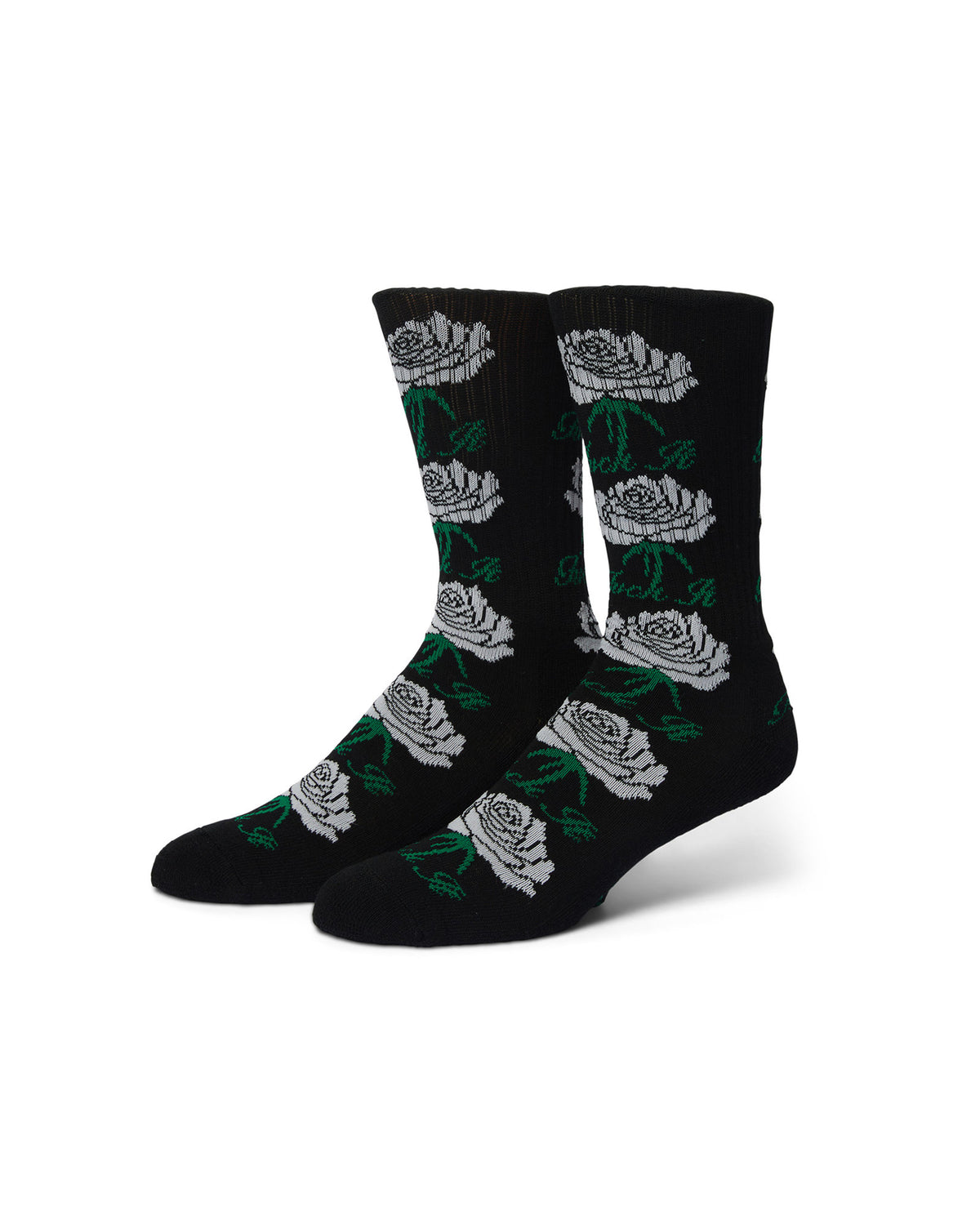 Chaussettes Huf Huf Socks Fuck It Rose Crew Black Black, vue de face de ¾