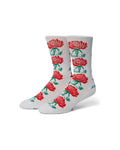 Chaussettes Huf Huf Socks Fuck It Rose Crew White White, vue de face de ¾