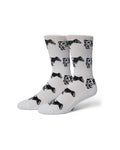 Chaussettes Huf Huf Socks Moo Crew White White, vue de face de ¾