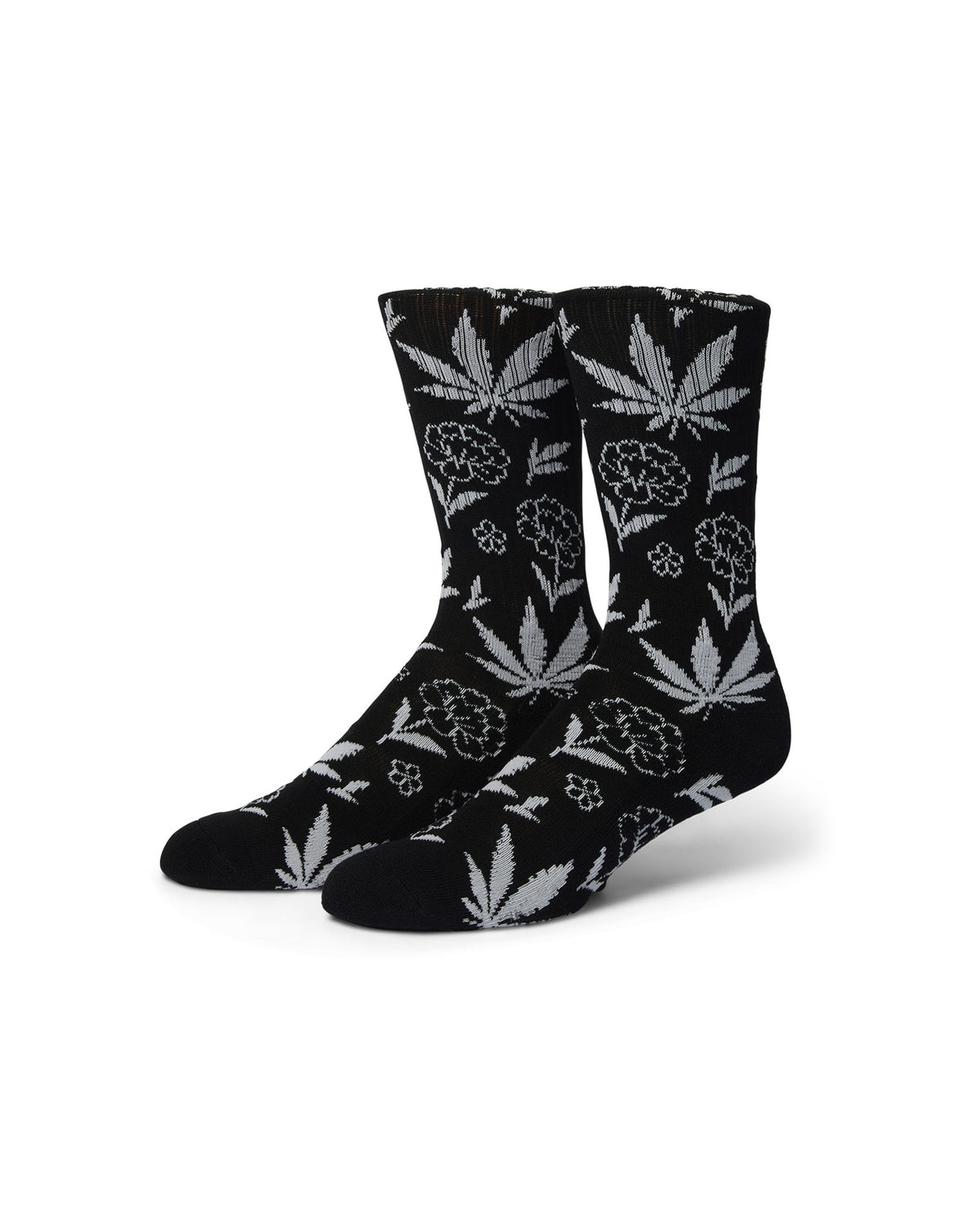 Chaussettes Huf Huf Socks Plantlife Porcelain Black Porcelain Black, vue de face de ¾