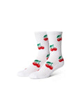 Chaussettes Huf Socks Cherry Bomb Crew White, vue en paire