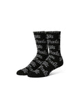 Chaussettes Huf Socks Fuck It Old English Black, vue en paire