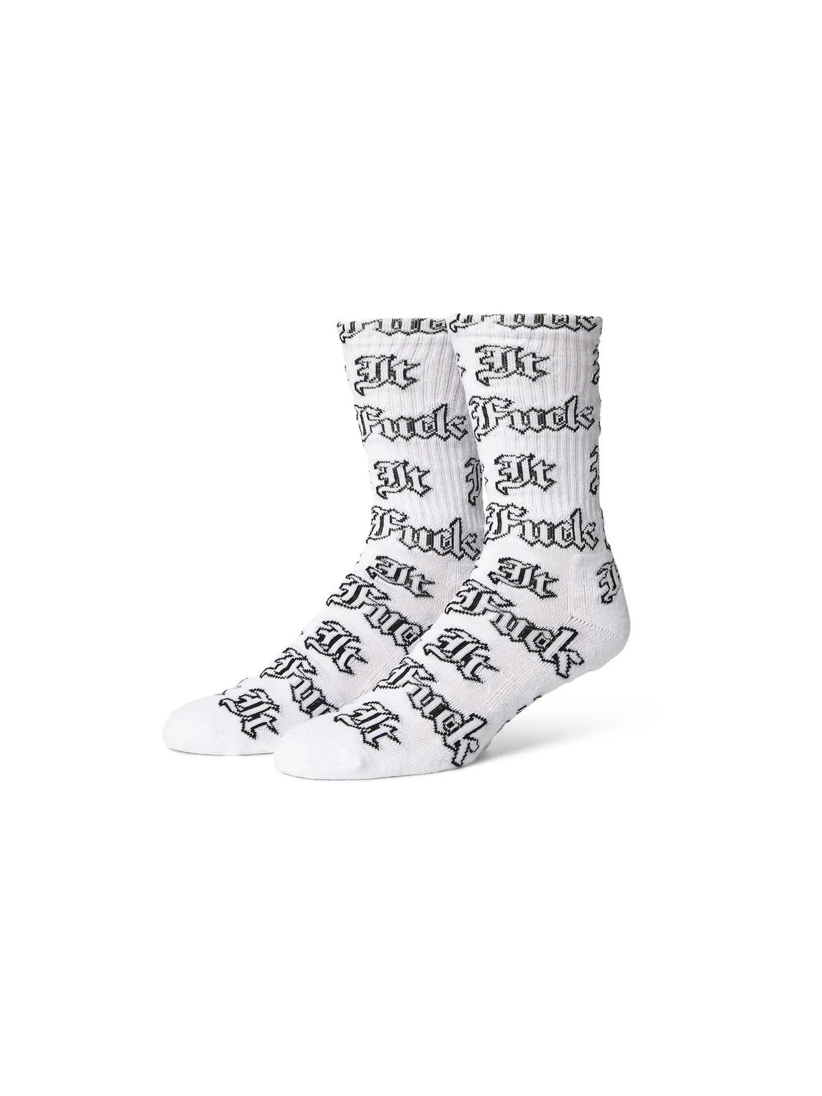 Chaussettes Huf Socks Fuck It Old English White, vue en paire
