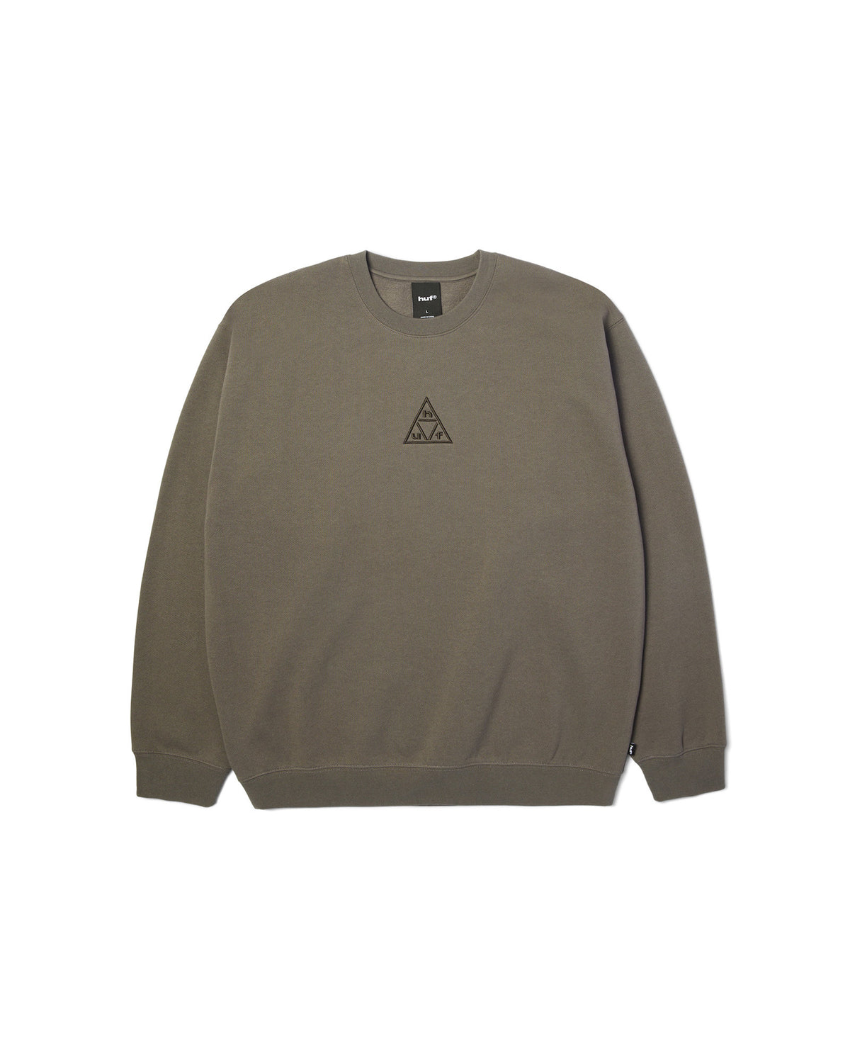 Sweatshirts Huf Huf Sweat Triple Triangle Embroidered Crew Dark Earth Brown Dark Earth Brown, vue de face