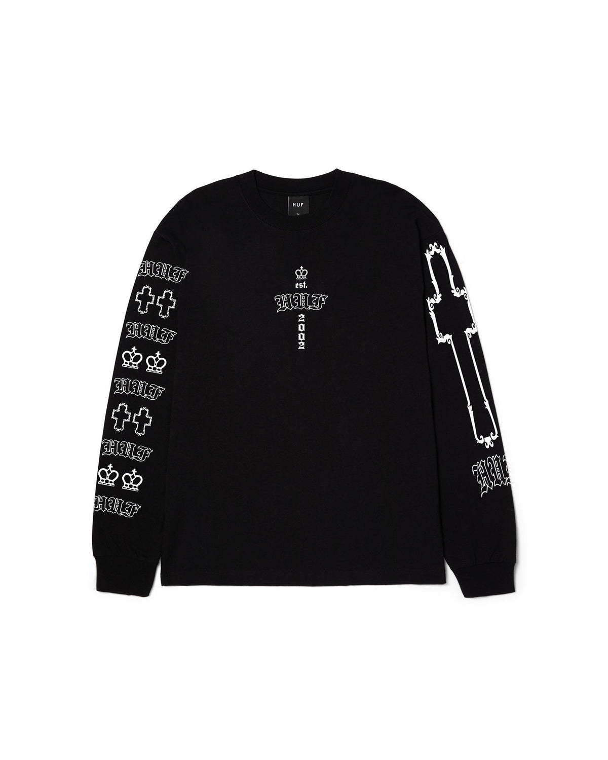 Teeshirts Huf Huf T-Shirt Hard Luxe Ls Black Black, vue de face