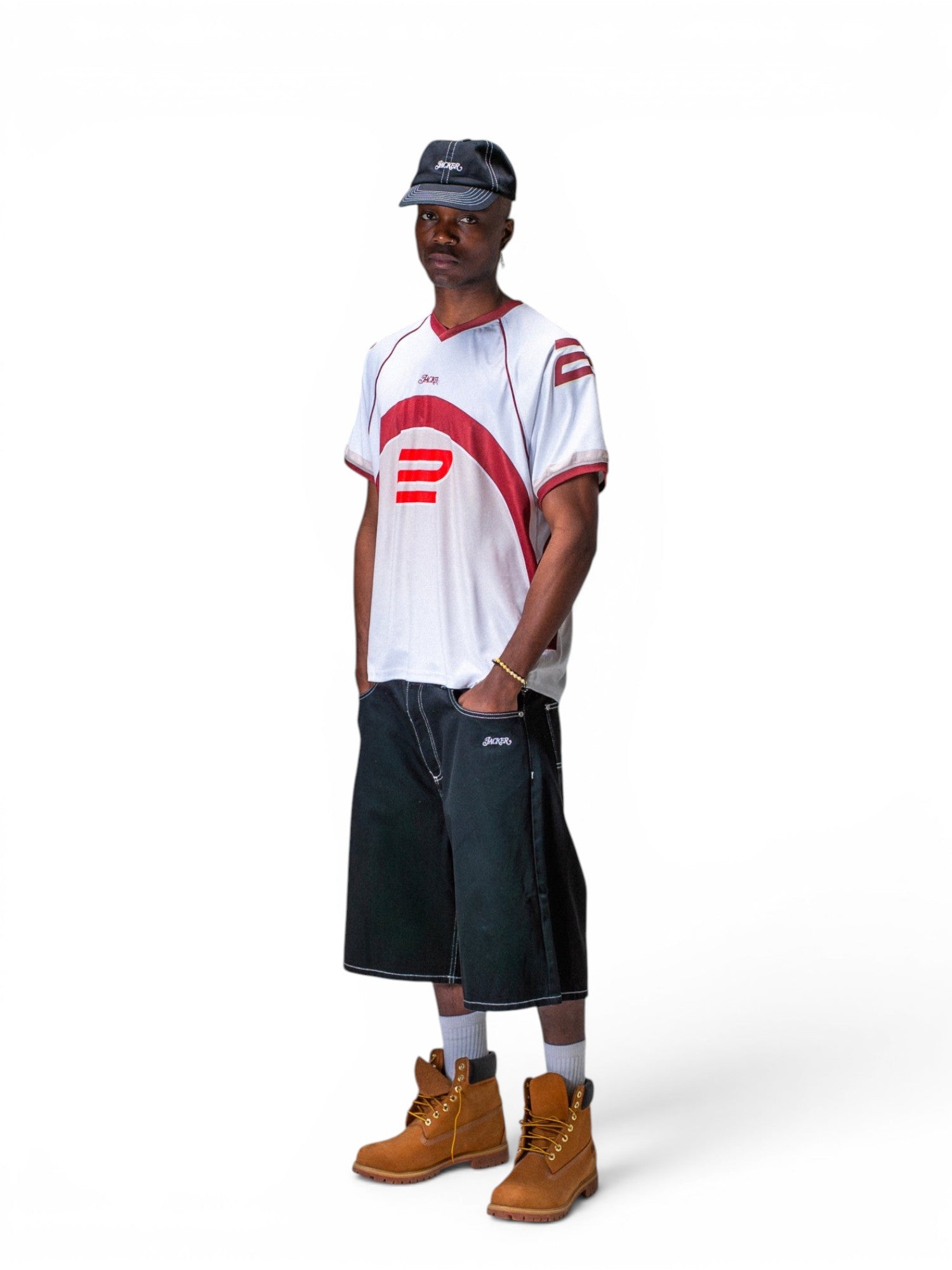 Teeshirts Jacker Back 2 Back Jersey White, porté en pied