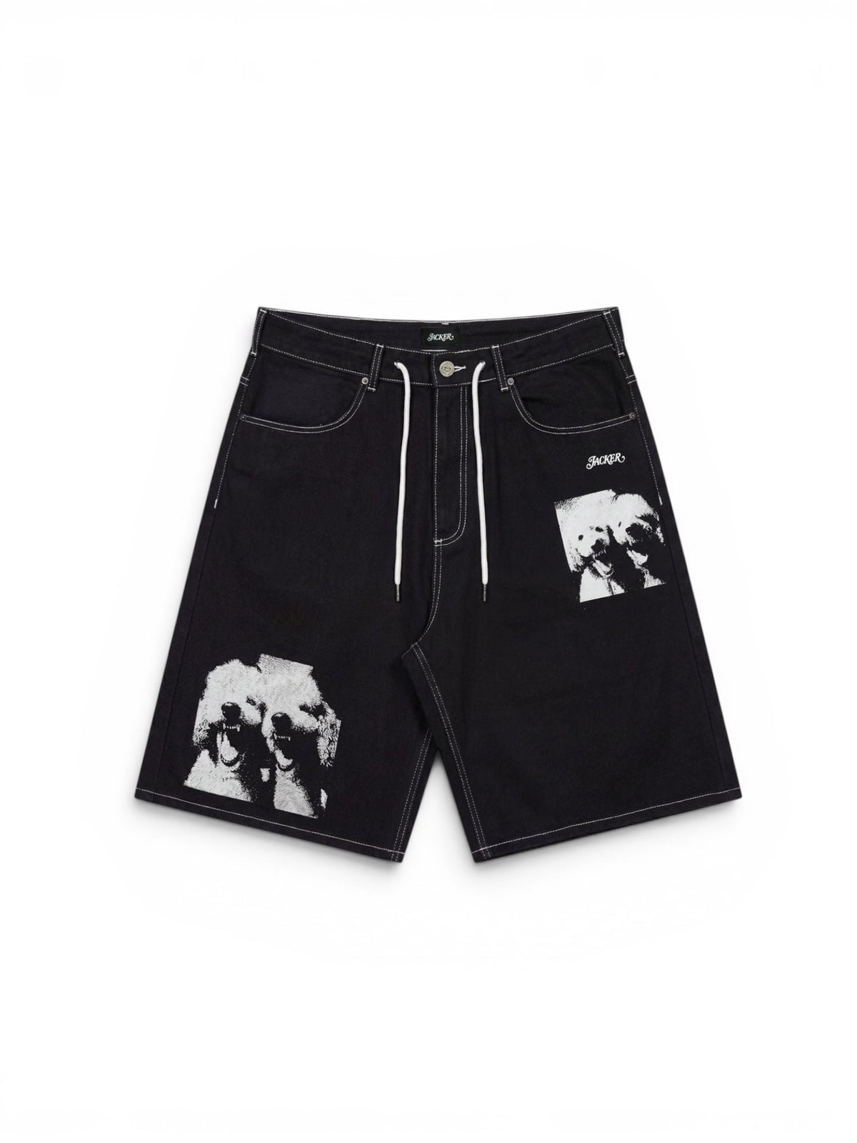 Shorts Jacker Baggy Short Poodle Pals Black, vue de face a plat