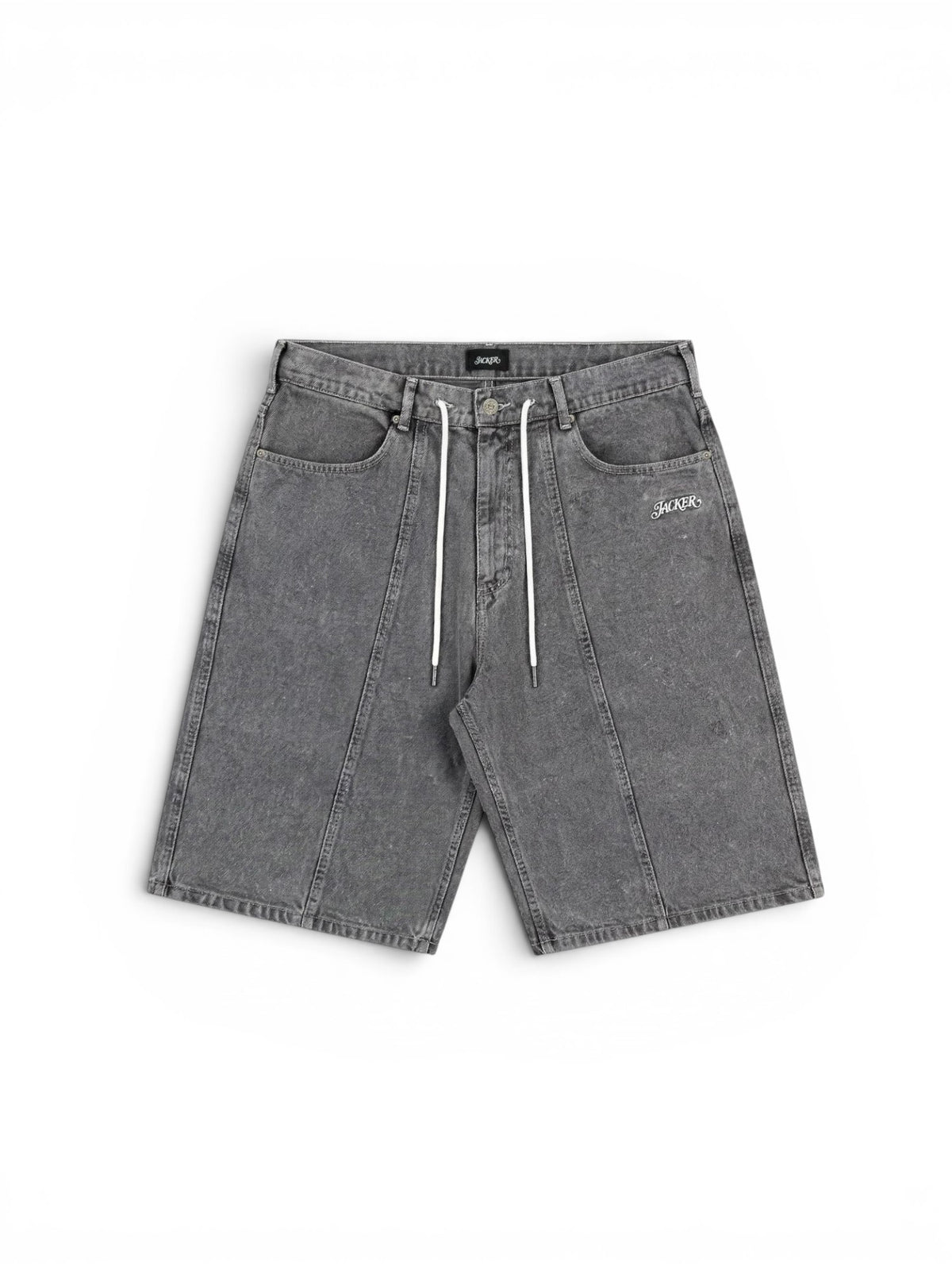 Shorts Jacker Classic 3 Stripes Baggy Short Grey, vue de face a plat